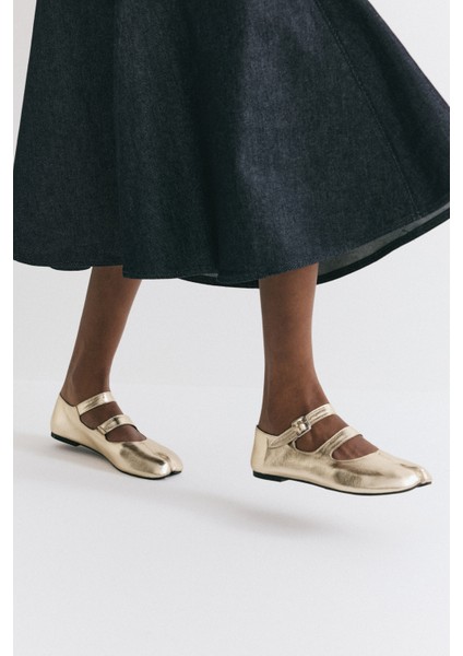 Babet 2525 - Parmak Arası Çift Bantlı Gold Kadın Babet