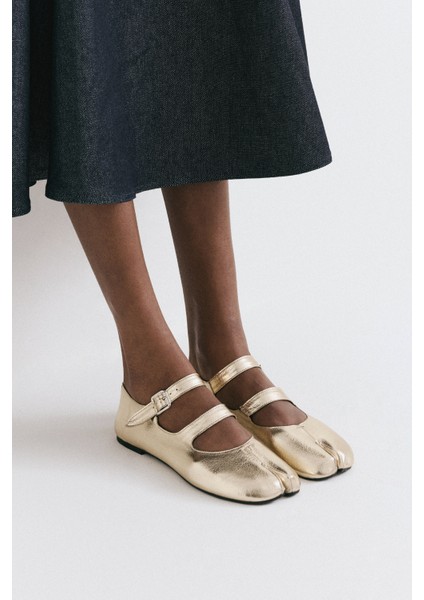 Babet 2525 - Parmak Arası Çift Bantlı Gold Kadın Babet
