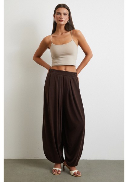 Paça Detaylı Şalvar Pantolon Kahve fiyatları
