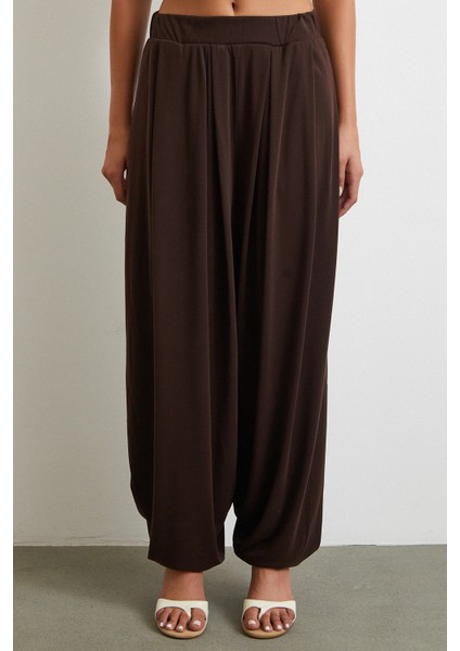 Paça Detaylı Şalvar Pantolon Kahve fırsatları