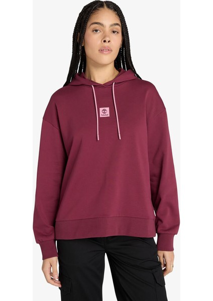 Stack Logo Loop Back Kadın Bordo Sweatshirt.-