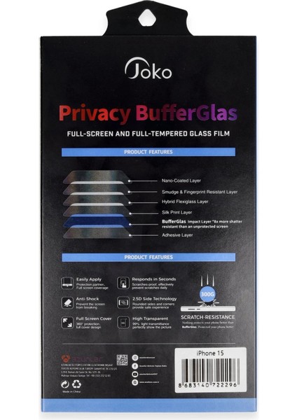 iPhone 15 Buffer Hayalet Cam Ekran Koruyucu - SIYAH-(5796) - AYS7198-8453 fiyatları
