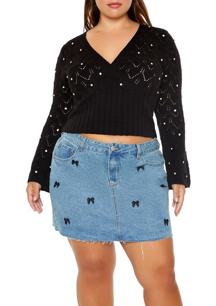 Plus Size Taş Detaylı Kazak fiyatları