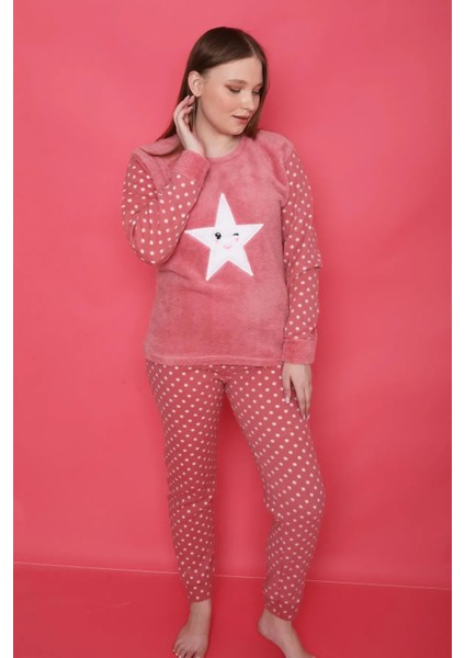 Kadın Peluş Pijama Takımı Ikili Takım modelleri
