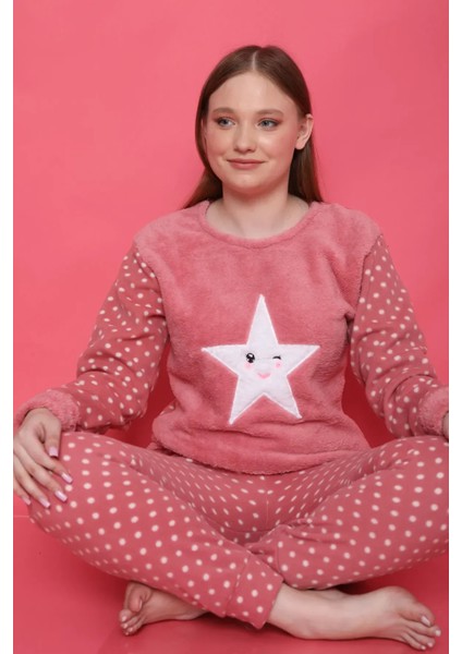 Kadın Peluş Pijama Takımı Ikili Takım