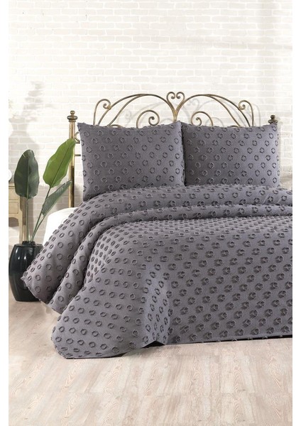 Konik 3 Parça Çift Kişilik Pike Takımı Antrasit