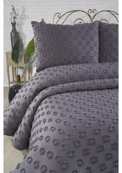 Konik 3 Parça Çift Kişilik Pike Takımı Antrasit fiyatları