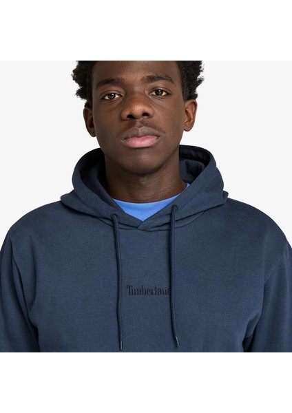 Emboridered Logo Brushback Erkek Lacivert Sweatshirt.-