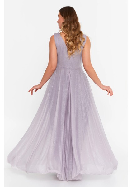 Kadın Büyük Beden Sim Detaylı Kolsuz Maxi Abiye Elbise 6111 Vizon fırsatları