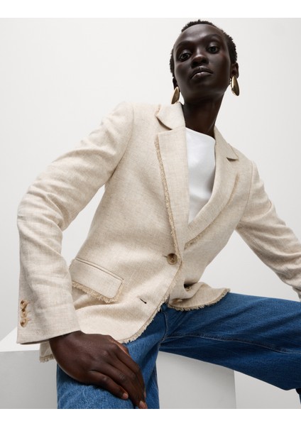 Keten Karışımlı Blazer Ceket