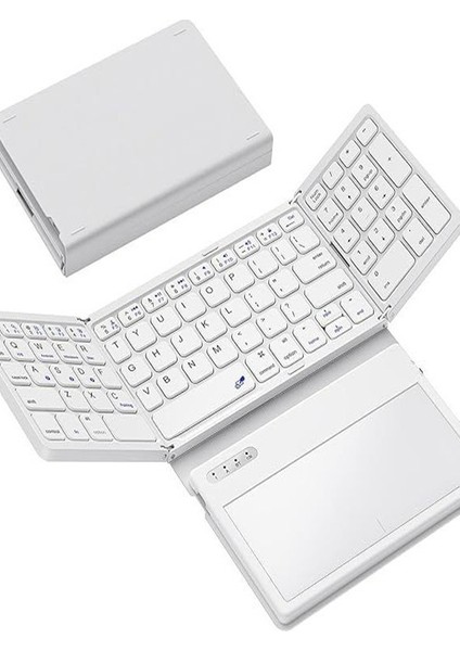 Katlanabilir Beyaz Bluetooth Klavye + Touchpad Ultra Taşınabilir Type-C Şarj fiyatları
