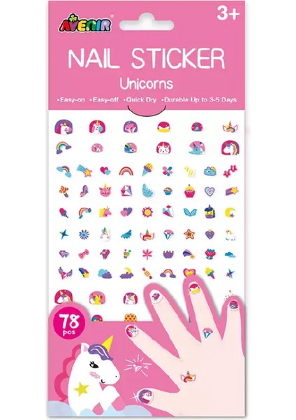 Simli Tırnak Çıkartmaları - Unicorns