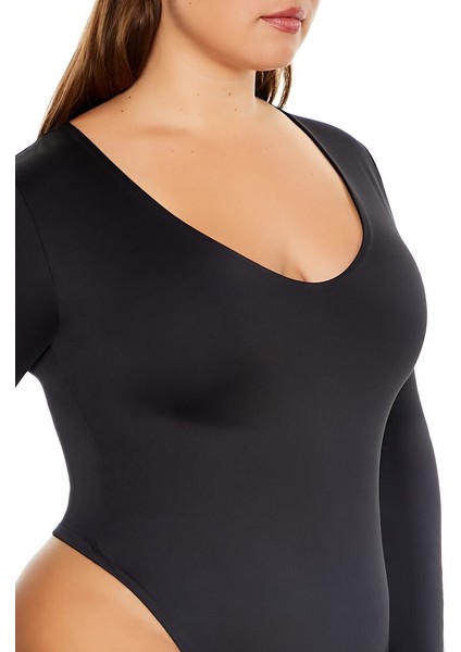Plus Size V Yaka Bodysuit