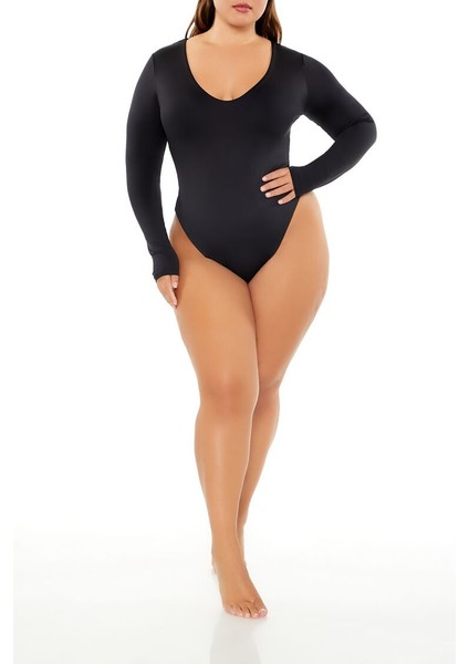 Plus Size V Yaka Bodysuit fiyatları