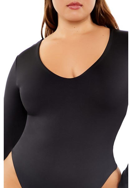 Plus Size V Yaka Bodysuit indirimleri