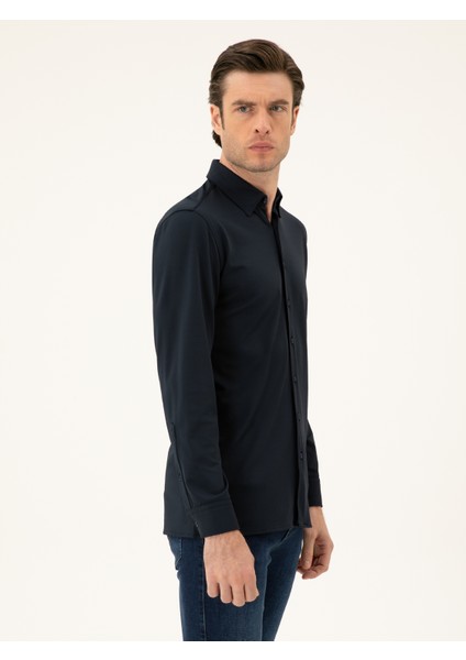 Erkek Lacivert Slim Fit Gömlek 50286260-VR033