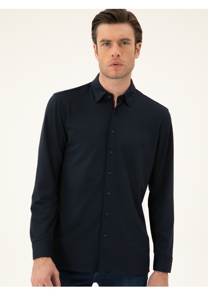 Erkek Lacivert Slim Fit Gömlek 50286260-VR033 modelleri