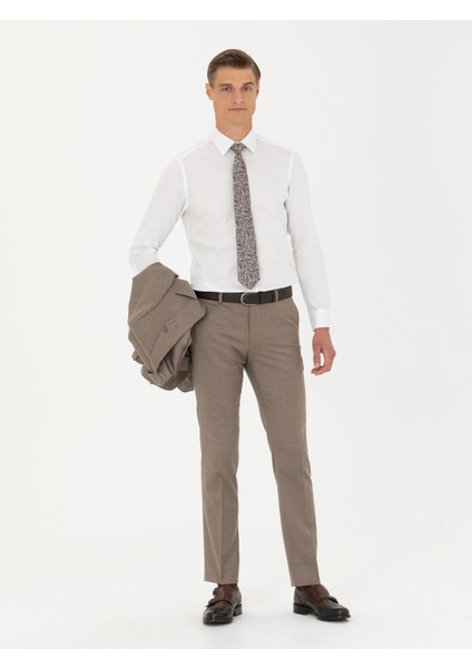 Erkek Camel Slim Fit Yün Karışımlı Kumaş Pantolon 50270151-VR015