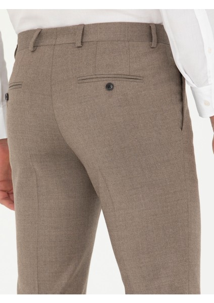 Erkek Camel Slim Fit Yün Karışımlı Kumaş Pantolon 50270151-VR015