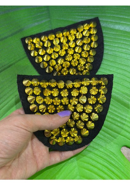 Sarı Çivili 2 Li Omuz Apolet Dikiş Ceket Aksesuarı 12X10 cm fiyatları