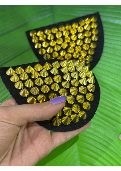 Sarı Çivili 2 Li Omuz Apolet Dikiş Ceket Aksesuarı 12X10 cm indirimleri