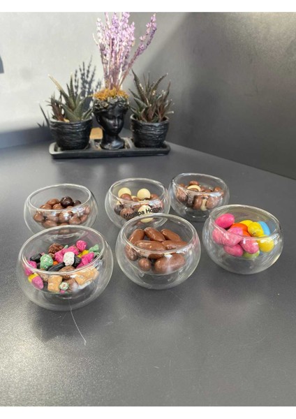 6'lı Turuncu Çift Cidarlı Mini Tabağı, Çerezlik, Lokumluk, Sunumluk fiyatları