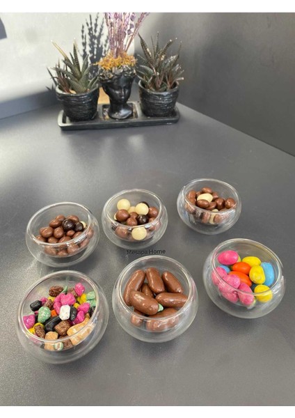 6'lı Turuncu Çift Cidarlı Mini Tabağı, Çerezlik, Lokumluk, Sunumluk modelleri