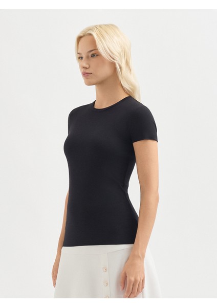 Kadın Regular Fıt Tişört-Siyah fiyatları