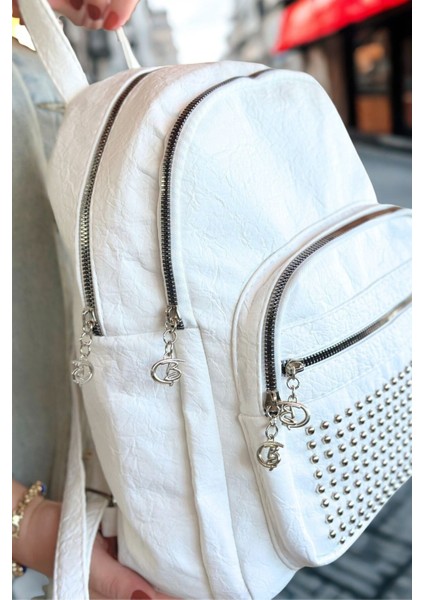 Orijinal Polo Bag Yumuşak Deri Orta Boy Taşlı Kadın Sırt Çantası modelleri