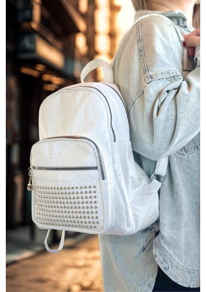 Orijinal Polo Bag Yumuşak Deri Orta Boy Taşlı Kadın Sırt Çantası fırsatları