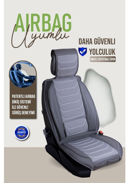 Toyota Carina E Uyumlu Oto Koltuk Kılıfı Deri, Kumaş Elegance Füme modelleri