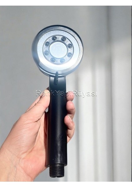 Siyah 3 Fonksiyonlu Yüksek Basınçlı Tazyikli Su Tasarruflu Paslanmaz Duş Başlğı modelleri