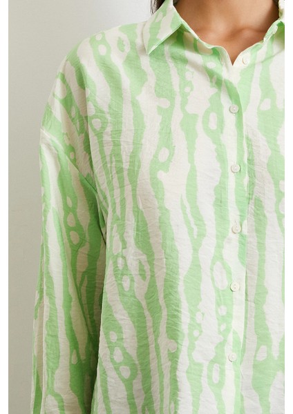 Zebra Desen Modal Gömlek Yeşil fiyatları