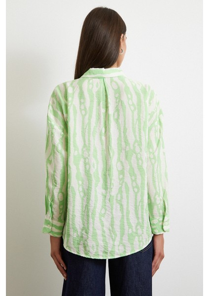 Zebra Desen Modal Gömlek Yeşil fırsatları