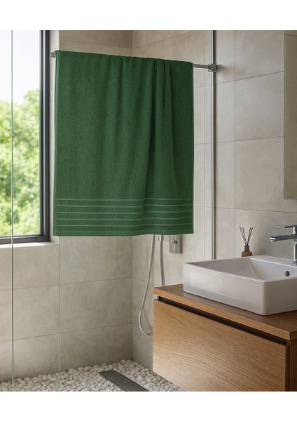 %100PAMUK Koyu Yeşil Duş Havlusu 70X140 cm