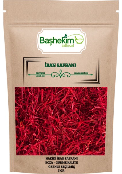 Safran Hakiki Iran Safranı Ecza - Gurme Kalite Yağı Alınmamış Özenle Seçilmiş 5 gr