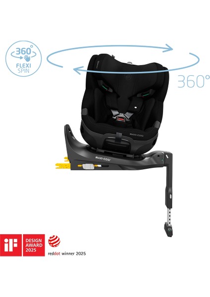 Emerald 360 Pro I-Size Dünyanın Ilk Kızaklı, Araç Dışına Çıkabilen Isofix'li 360 Dönebilir Yatabilir 0-36 kg Bebek Oto Koltuğu Authentic Black