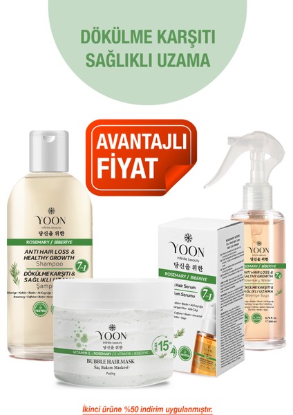 4’lü Hızlı Uzama & Saç Dökülmesine Özel Saç Bakım Seti - Biberiye Şampuan, Saç Maskesi, Bakım Suyu ve Saç Serumu Seti