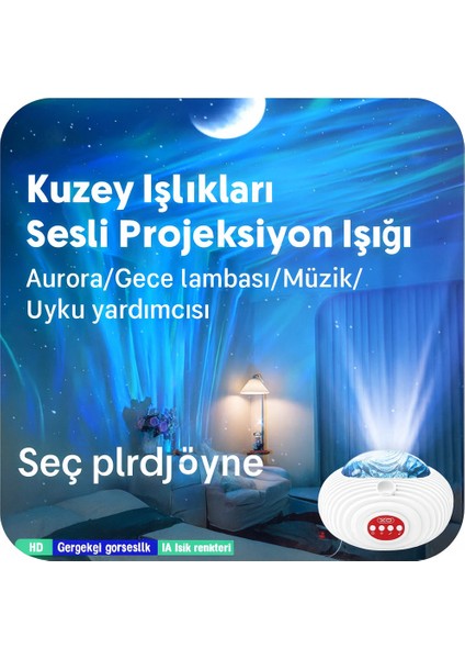 Rgb Işık Efektli Ufo Tasarım Yıldızlı Gece Projektör Lamba – Bluetooth Hoparlörlü modelleri