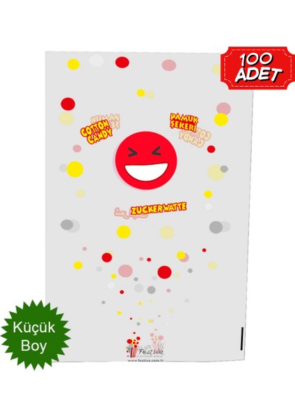 Çubukta Pamuk Şeker Poşeti Küçük Boy - 100 Adet