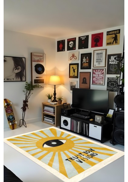 Makinede Yıkanabilir Bohem Desen Kaymaz Taban Leke Tutmaz Salon Halısı Çocuk Halısı ve Kesme Yolluk