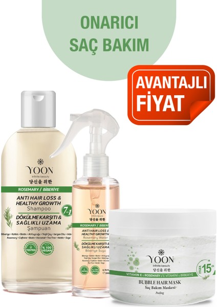 3’lü Şampuan, Saç Bakım Suyu, Saç Maskesi – Dökülmeye Karşı, Hızlı Uzama, Onarıcı Yoğun Bakım Seti