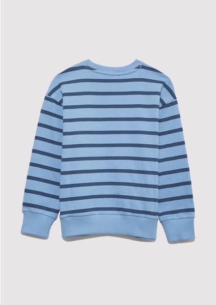 6S10144-90780 Mavi Logo Çizgili Mavi Sweatshirt modelleri