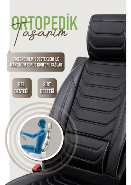 Seat Leon Fr Uyumlu Oto Koltuk Kılıfı Deri, Kumaş Elegance Siyah fırsatları