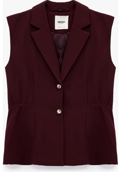 Geniş Yaka Düğmeli Kolsuz Yelek