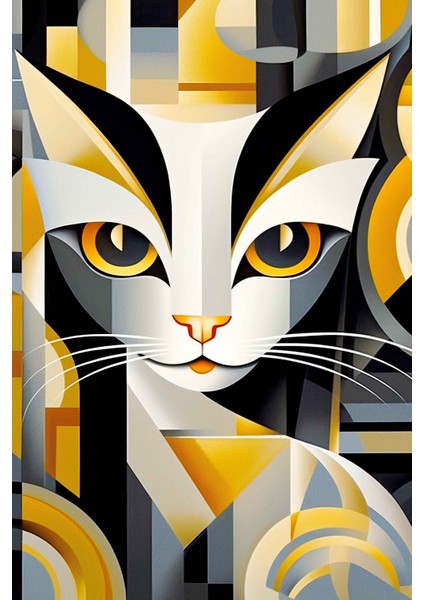 Dekoratif Renkli Kedi Kanvas Tablo