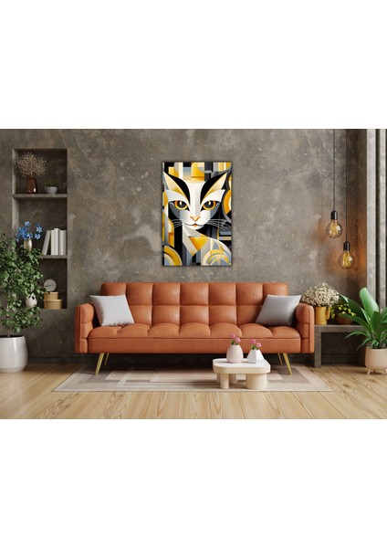 Dekoratif Renkli Kedi Kanvas Tablo modelleri