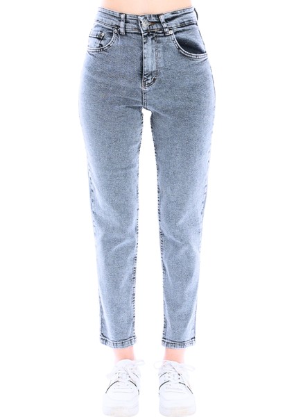 Kar Mavi Yüksek Bel Likralı Mom Jeans fiyatları