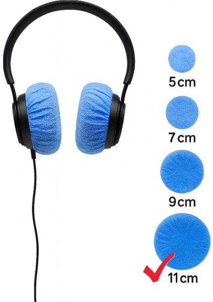 Tek Kullanımlık Kulaklık Hijyen Bonesi, Kulaklık Kılıfı - Mavi-11 cm (Xl)