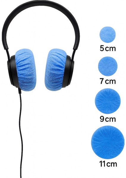 Tek Kullanımlık Kulaklık Hijyen Bonesi, Kulaklık Kılıfı - Mavi-11 cm (Xl)
